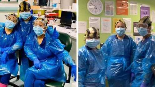 Y tá Anh trùm túi rác vì thiếu đồ bảo hộ