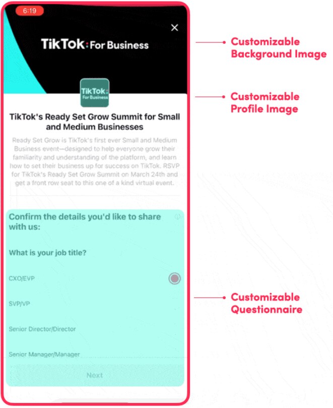 Tiktok giới thiệu quảng cáo tạo Lead Generation