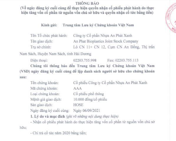 Nhựa An Phát Xanh sắp phát hành gần 30 triệu cổ phiếu, tăng vốn lên gần 3.264 tỷ đồng