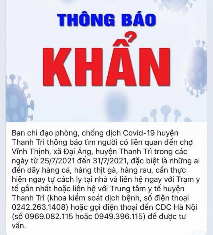 Hà Nội tìm người từng đến một chợ ở huyện Thanh Trì