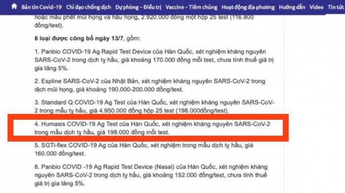 Humasis Vina kiếm siêu lợi nhuận từ chiêu đẩy giá kit test