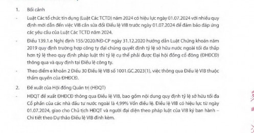 VIB hạ room ngoại xuống 4,99%, hé lộ khả năng CBA thoái vốn