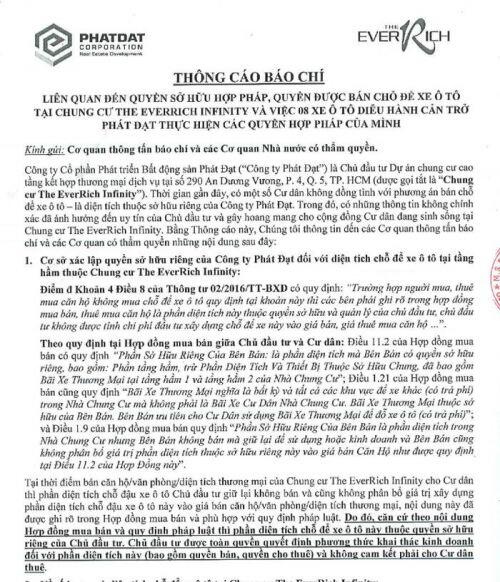 Diện tích chỗ để xe ô tô thuộc quyền sở hữu chủ đầu tư. Thông cáo của Phát Đạt nêu, theo Thông tư 02/2016/TT-BXD  ...