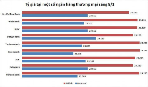 Tỷ giá ngày 8/1: Không nhiều biến động