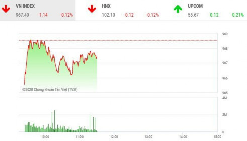 Phiên sáng 13/1: Nhóm ngân hàng bị chốt lời, VN-Index rung lắc