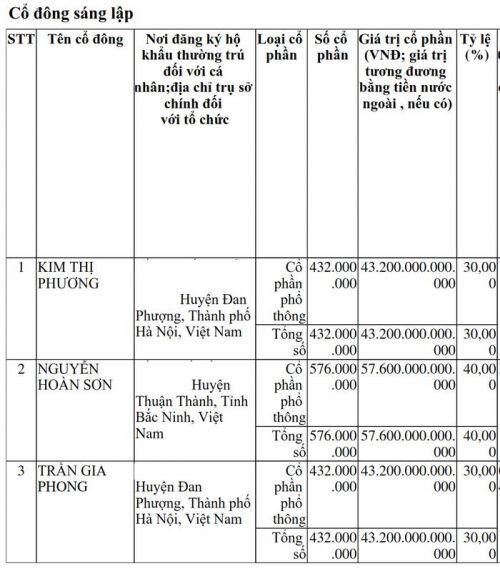 Hé lộ về doanh nghiệp đăng ký vốn điều lệ 144.000 tỷ: 3 cổ đông sáng lập là người Việt