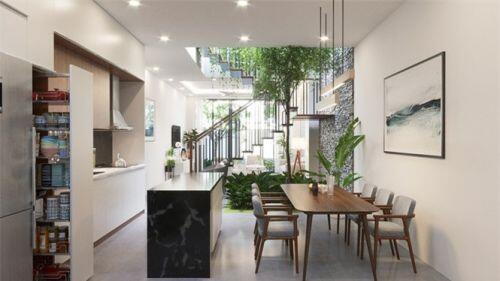 Nhà ống 3 tầng có giếng trời giúp lấy gió và sáng