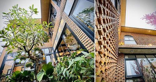 Ngôi nhà kết hợp quán cafe đẹp lạ nhờ nghệ thuật xếp gạch gây mê