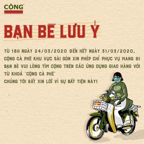 Các hãng đồ uống tại TP. HCM đồng loạt thông báo chỉ phục vụ mang đi và giao hàng