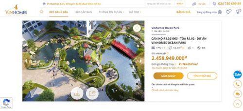 Vinhomes ra mắt sàn giao dịch bất động sản trực tuyến