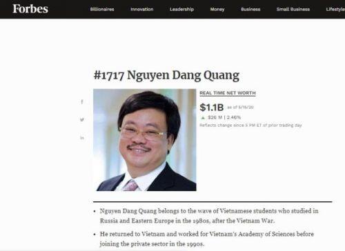 Ông chủ Masan trở lại danh sách tỷ phú USD thế giới