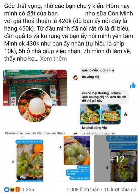 Nho sữa nội địa Trung Quốc “loạn giá”, bán tràn lan chợ mạng