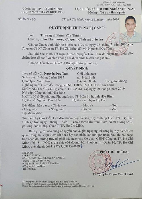 TPHCM liên tục truy nã nhiều đối tượng lừa đảo bằng bất động sản