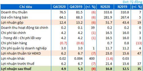 DTC: Lãi quý 4 giảm nhưng cả năm vẫn tăng gần 35%