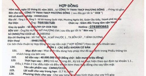 Ngân hàng OCB cảnh báo lừa đảo giả hợp đồng cho vay