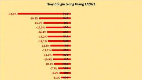 Loạt cổ phiếu ngân hàng "bay hơi" trong tháng 1/2021