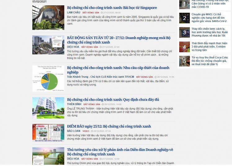 Ban hành hướng dẫn chứng nhận công trình xanh trong năm 2021
