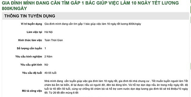 Thuê giúp việc dịp Tết: Chi tiền triệu mỗi ngày, nhưng"bói" không ra người