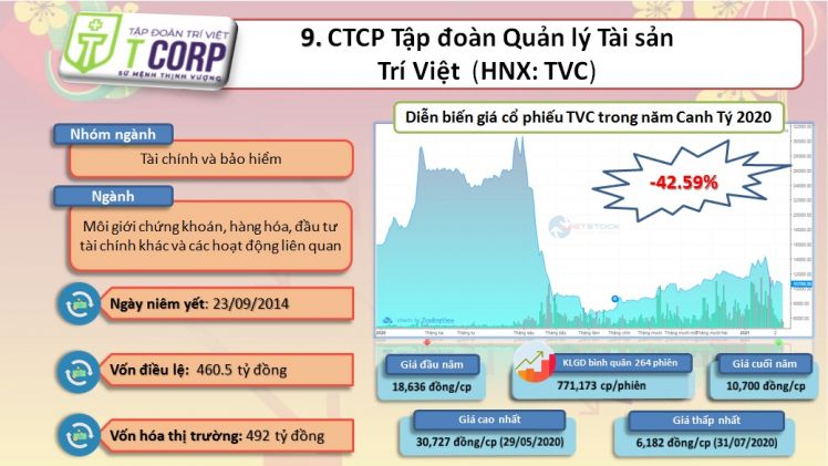 Top 10 cổ phiếu “trượt dài” nhất năm Canh Tý 2020
