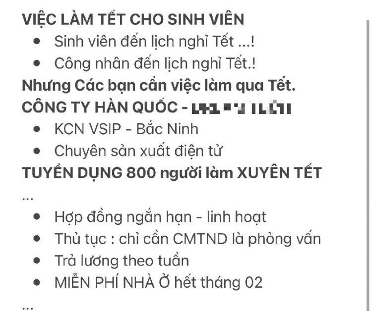 Sợ thiếu nhân công sau Tết, nhiều doanh nghiệp muốn tuyển hàng nghìn người