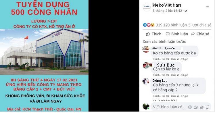 Sợ thiếu nhân công sau Tết, nhiều doanh nghiệp muốn tuyển hàng nghìn người