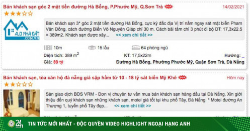 Thua lỗ, khách sạn tại Đà Nẵng rao bán hàng loạt