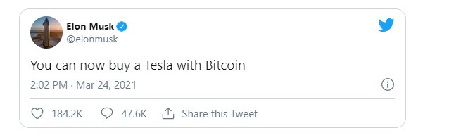 Elon Musk: “Giờ bạn có thể mua xe Tesla bằng Bitcoin”