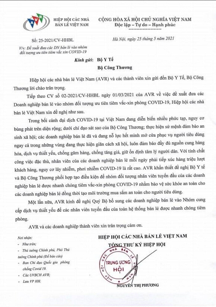 Doanh nghiệp bán lẻ đề xuất ưu tiên tiêm vaccine Covid-19