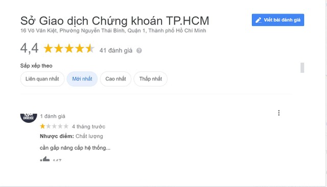 1 sao biến mất, HOSE bất ngờ trở lại đánh giá 4.4 sao trên Google, bị “bêu xấu” trên Wikipedia