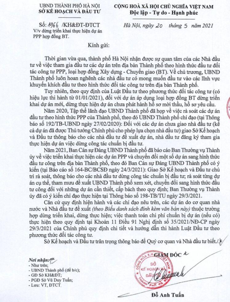Vì sao Hà Nội dừng 82 dự án BT?