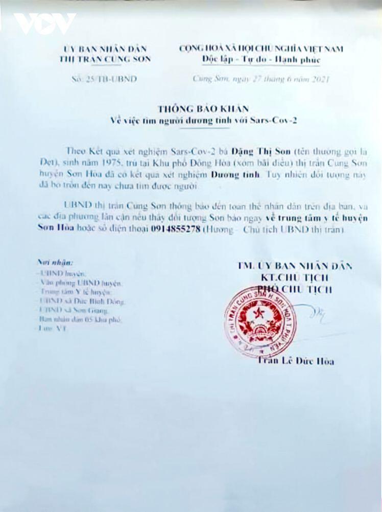 Phú Yên thông báo khẩn ca dương tính bỏ trốn chưa tìm thấy