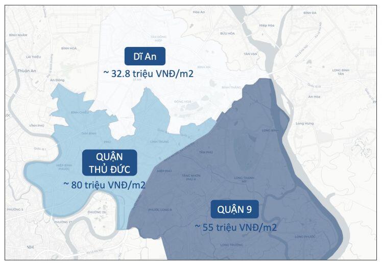 Giá bán căn hộ ở thành phố Thủ Đức tăng gần 50% chỉ sau 2 năm