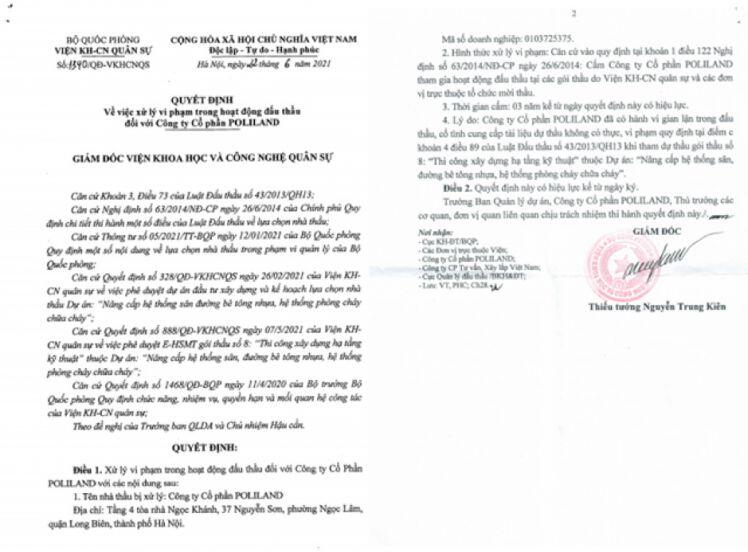 Công ty CP Poliland bị cấm thầu vì gian lận hồ sơ