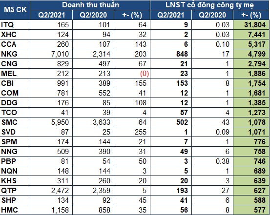 Lãi lỗ quý 2/2021: 529 doanh nghiệp tạo ra 13,400 tỷ đồng lãi ròng