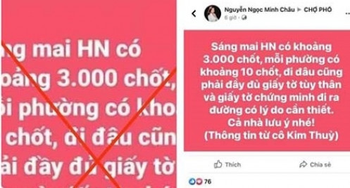 Truy tìm đối tượng tung tin đồn 'Hà Nội có 3.000 chốt'