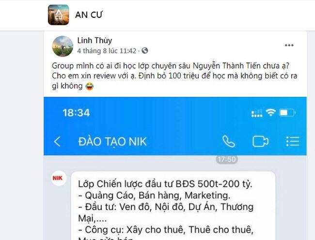 Cộng đồng mạng dậy sóng với khóa học đầu tư BĐS 4 ngày với giá 100 triệu đồng
