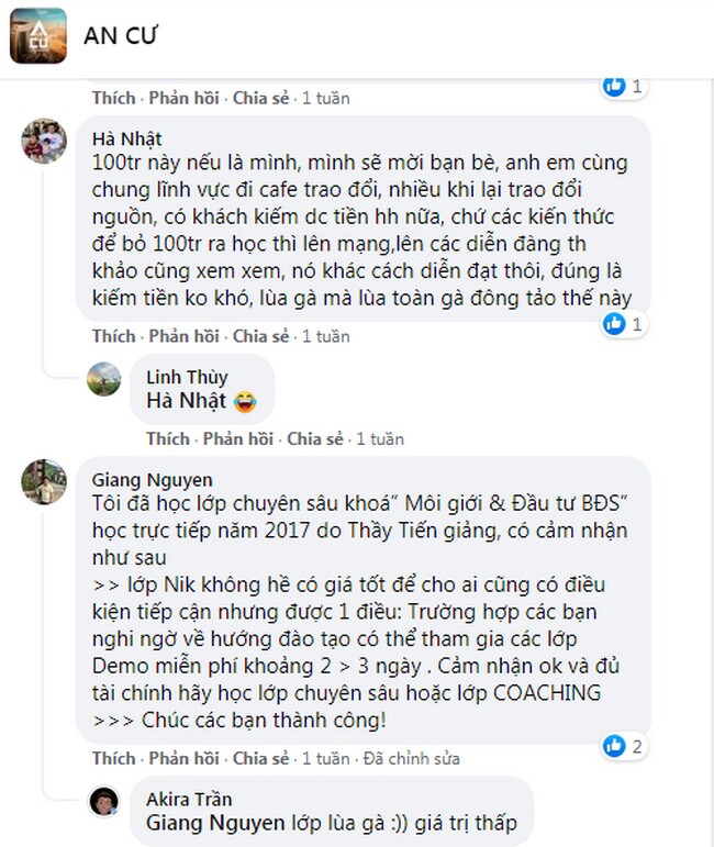 Cộng đồng mạng dậy sóng với khóa học đầu tư BĐS 4 ngày với giá 100 triệu đồng