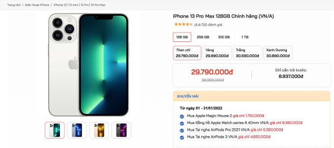 iPhone 13 Pro Max giảm còn dưới 30 triệu đồng