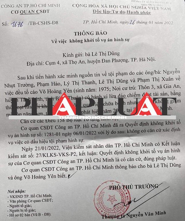 Công an TP.HCM: Không có căn cứ xác định ông Võ Hoàng Yên lừa đảo chữa bệnh