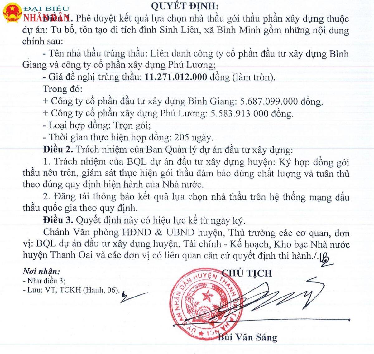 Huyện Thanh Oai (Hà Nội): Hé mở về doanh nghiệp trúng nhiều gói thầu đầu tư công có tỷ lệ tiết kiệm ngân sách dưới 1% 